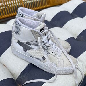 Nike White and Gray High-Top Sneakers
